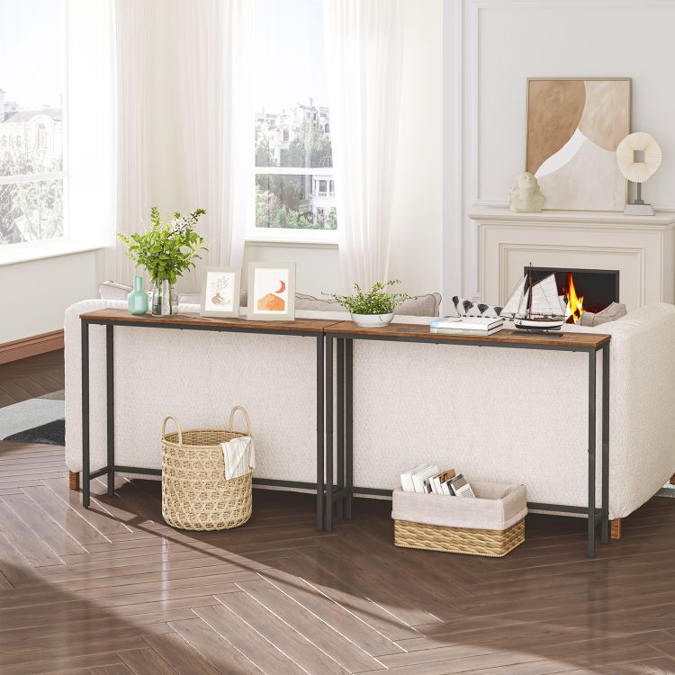 HOOBRO Console Table, Sofa Table with Support Bar, Hallway Entrance Table for Living Room, Entryway, Corridor, Sturdy, Easy Assembly, Wood Look Accent Table