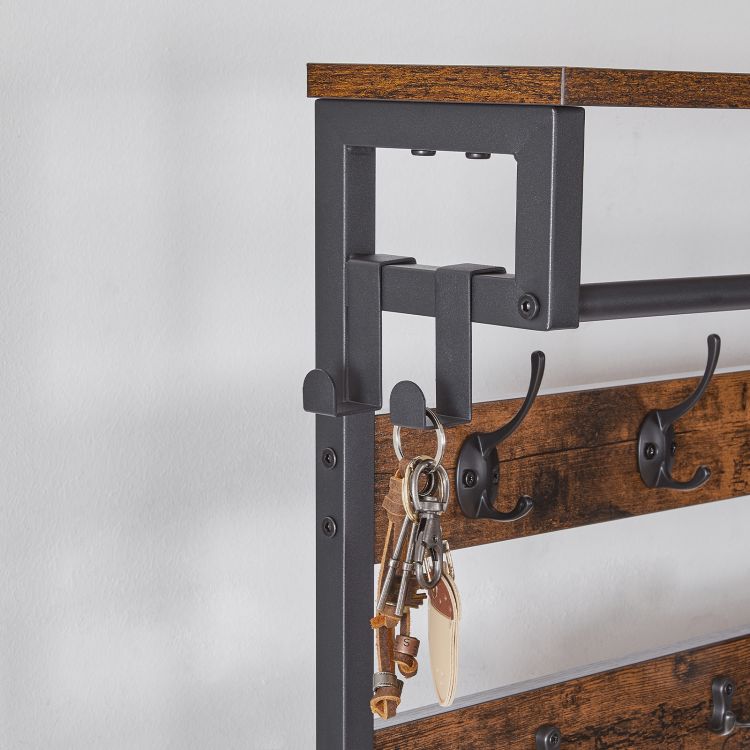 HOOBRO Hall Tree with Bench, Entryway Coat Rack with Shoe Rack, Shoe and Coat Rack, 5 Tier Shoe Storage Organizer with Oxford Fabric Side Pockets, Adjustable Mesh Shelves