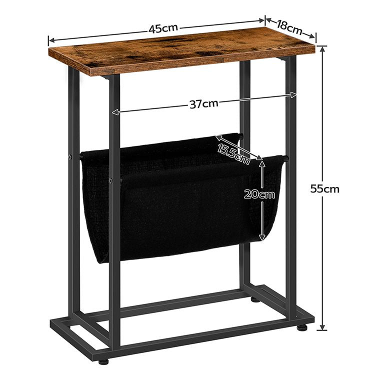 HOOBRO Narrow Small Side Table for Small Spaces, Slim End Table Magazine Table Skinny Nightstand with Storage Holder, for Living Room, Accent Snack Couch Bedside Table