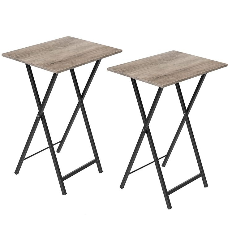 HOOBRO Folding TV Tray Tables, Set of 2 Side Tables for Small Space, Industrial Snack Tables for Eating at Couch, Stable Metal Frame, Easy Assembly