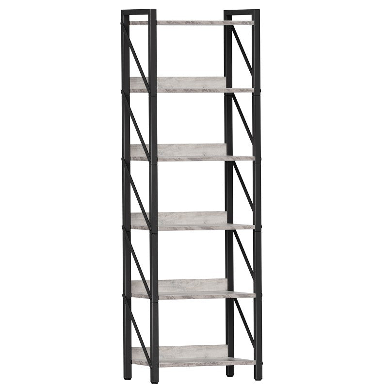 HOOBRO Bookshelf, 6-Tier Industrial Bookcase, Book Shelf Storage Organizer, Tall Bookshelf with Metal Frame for Living Room, Bedroom, Home Office, Kitchen