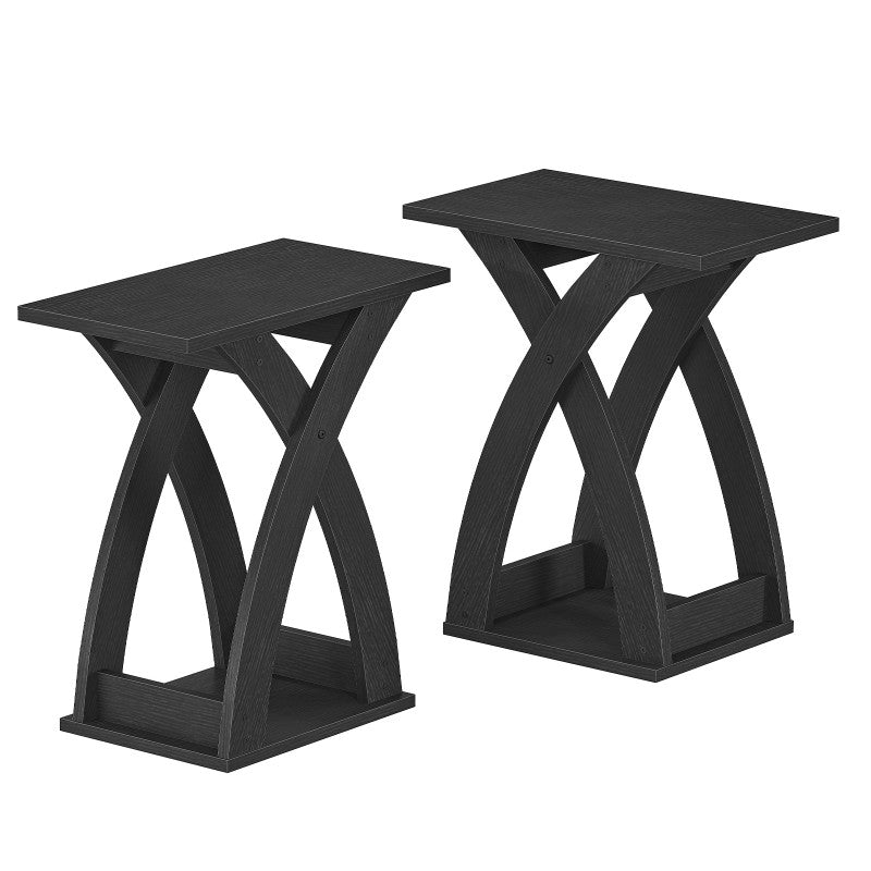 HOOBRO Narrow End Table, X-Design Narrow Side Table with Storage Shelf, Slim Night Stand Bedside Table for Small Space, Living Room, Bedroom