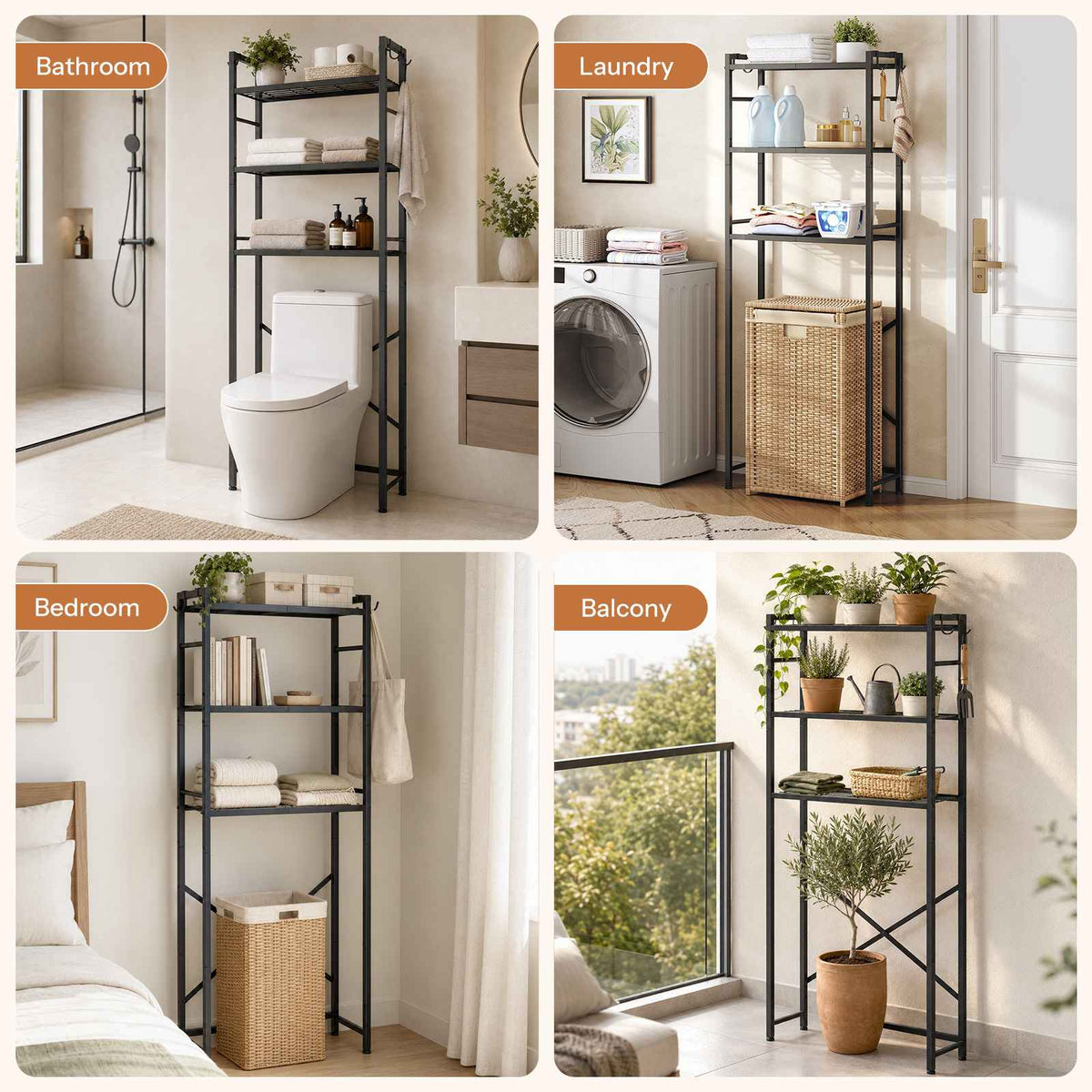 HOOBRO 3-Tier Over the Toilet Storage Rack, Bathroom Space Saver Organizer