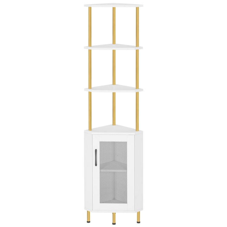 HOOBRO Corner Shelf Stand, 64.8" Tall Industrial Corner Cabinet with Doors, 5-Tier Corner Bookcase, Corner Display Cabinet Plant Stand, Display Shelves Rack for Living Room