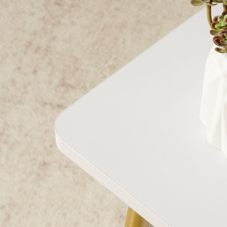 HOOBRO Side Table with Charging Station, Small White Table End Table for Home Decor in Living Room, Bedroom, Balcony White and Gold