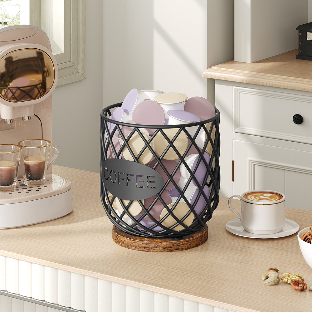 HOOBRO Coffee Pod Holder Organizer, Compatible with K Cup & Nespresso Vertuo Pods, for Kitchen Countertop, Rustic Brown