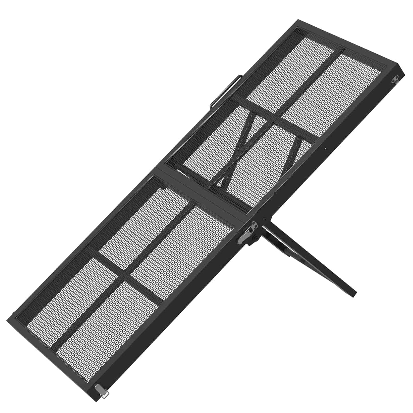 Black metal grid on a white background