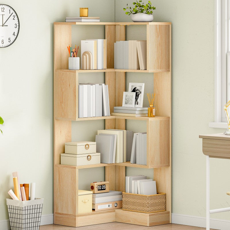 HOOBRO 5-Tier Corner Bookshelf, L-Shaped Corner Bookshelf, 55.3'' Tall Wooden Bookcase with Baffle, Freestanding Display Rack, for Living Room, Home Office