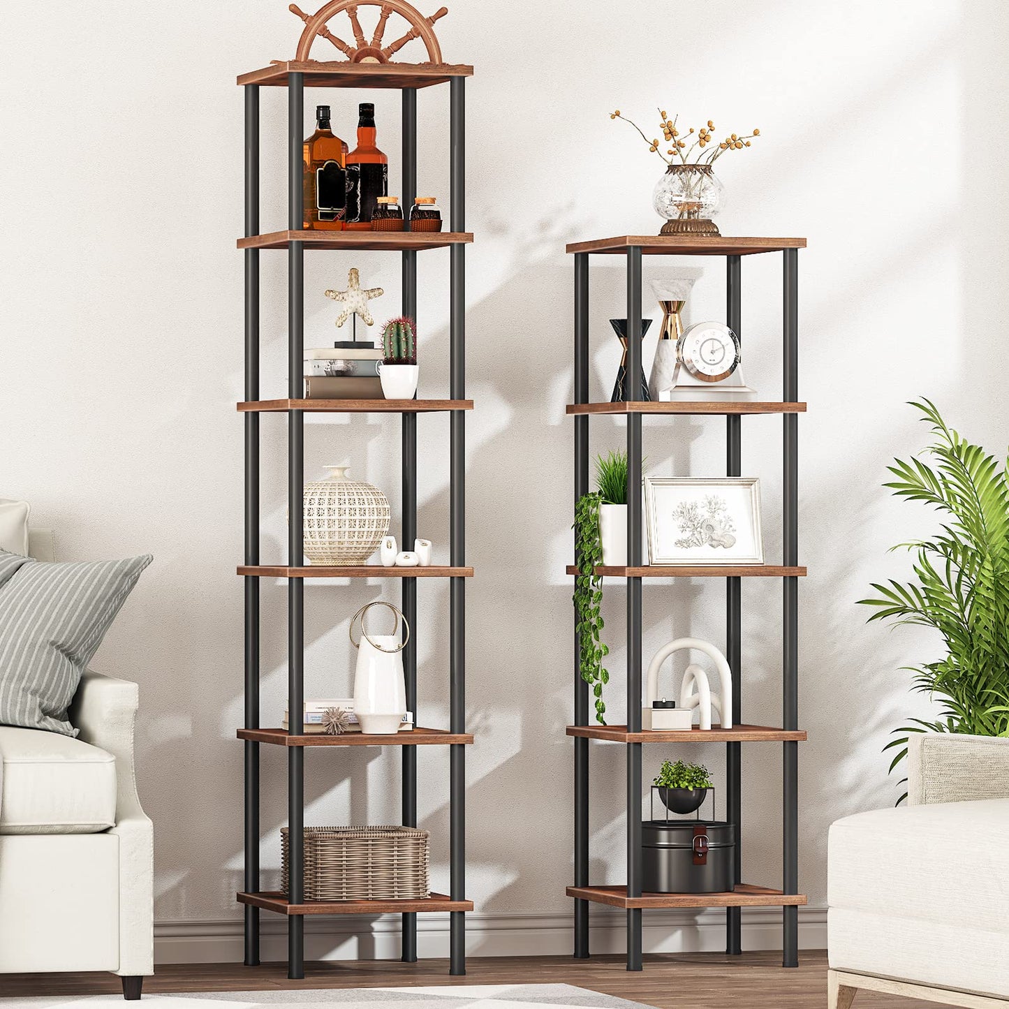 HOOBRO Industrial Style Six-Tier Square Corner Shelf