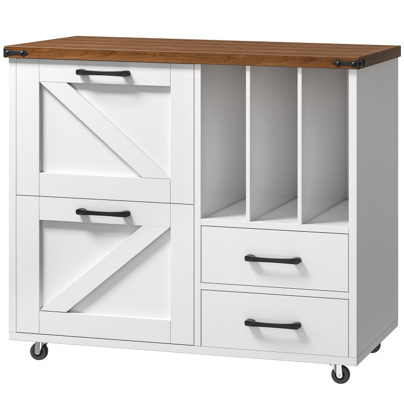 HOOBRO Lateral File Cabinet, Mobile Lateral Filing Cabinet with 4 Drawers, Printer Stand with File Cabinet, Fit A4, Letter Size, Farmhouse Filing Cabinets for Home Office