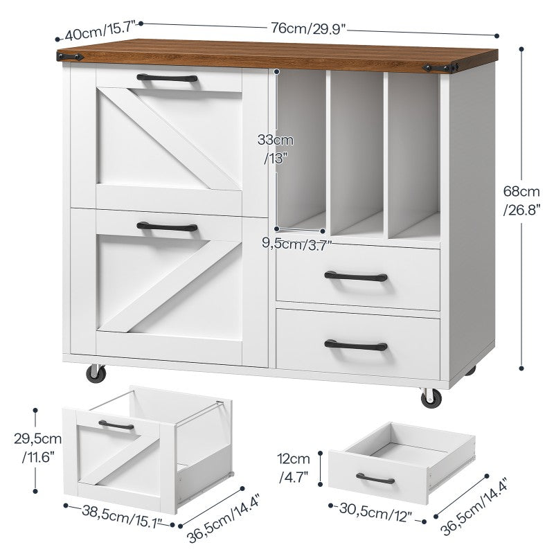 HOOBRO Lateral File Cabinet, Mobile Lateral Filing Cabinet with 4 Drawers, Printer Stand with File Cabinet, Fit A4, Letter Size, Farmhouse Filing Cabinets for Home Office