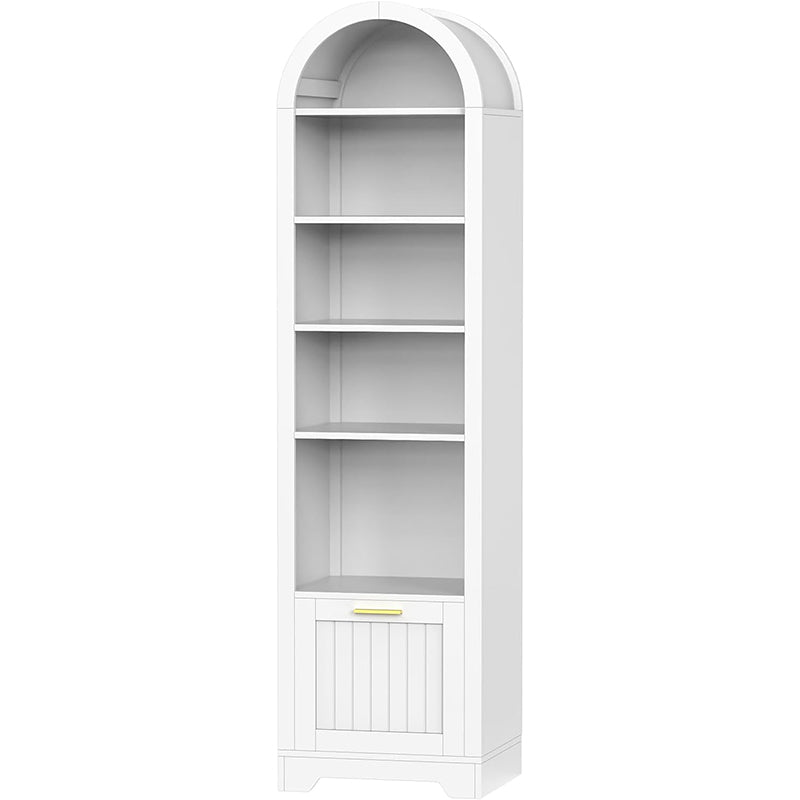 HOOBRO Arched Bookshelf with File Drawers, 71" Tall Narrow Bookcase for Small Spaces, 6-Tier Arched Bookcase with Storage and Adjustable Shelves, Farmhouse Bookshelf for Living Room, Office