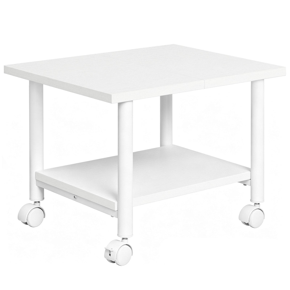 HOOBRO Modern White Mobile Printer Stand, 2-Tier Under Desk Rolling Cart