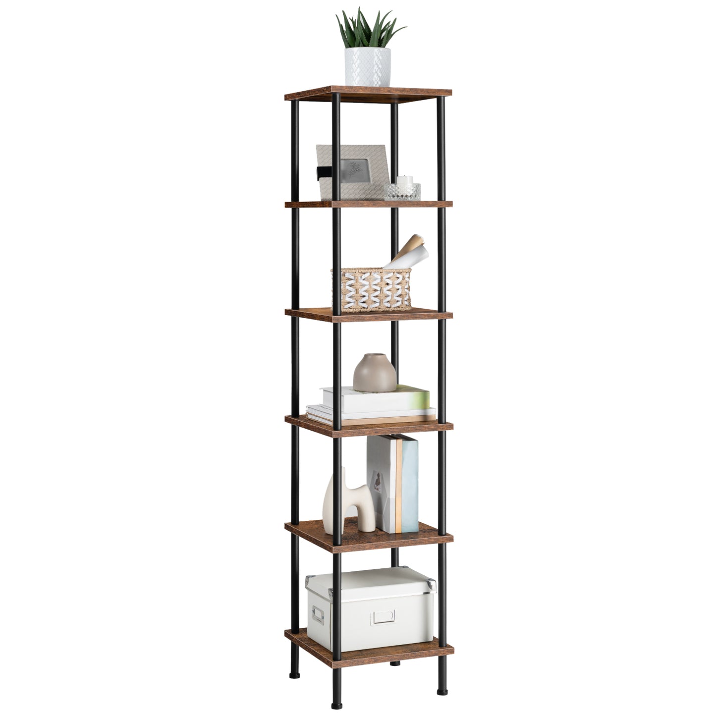 HOOBRO 6-Tier Square Rack Corner Bookshelf