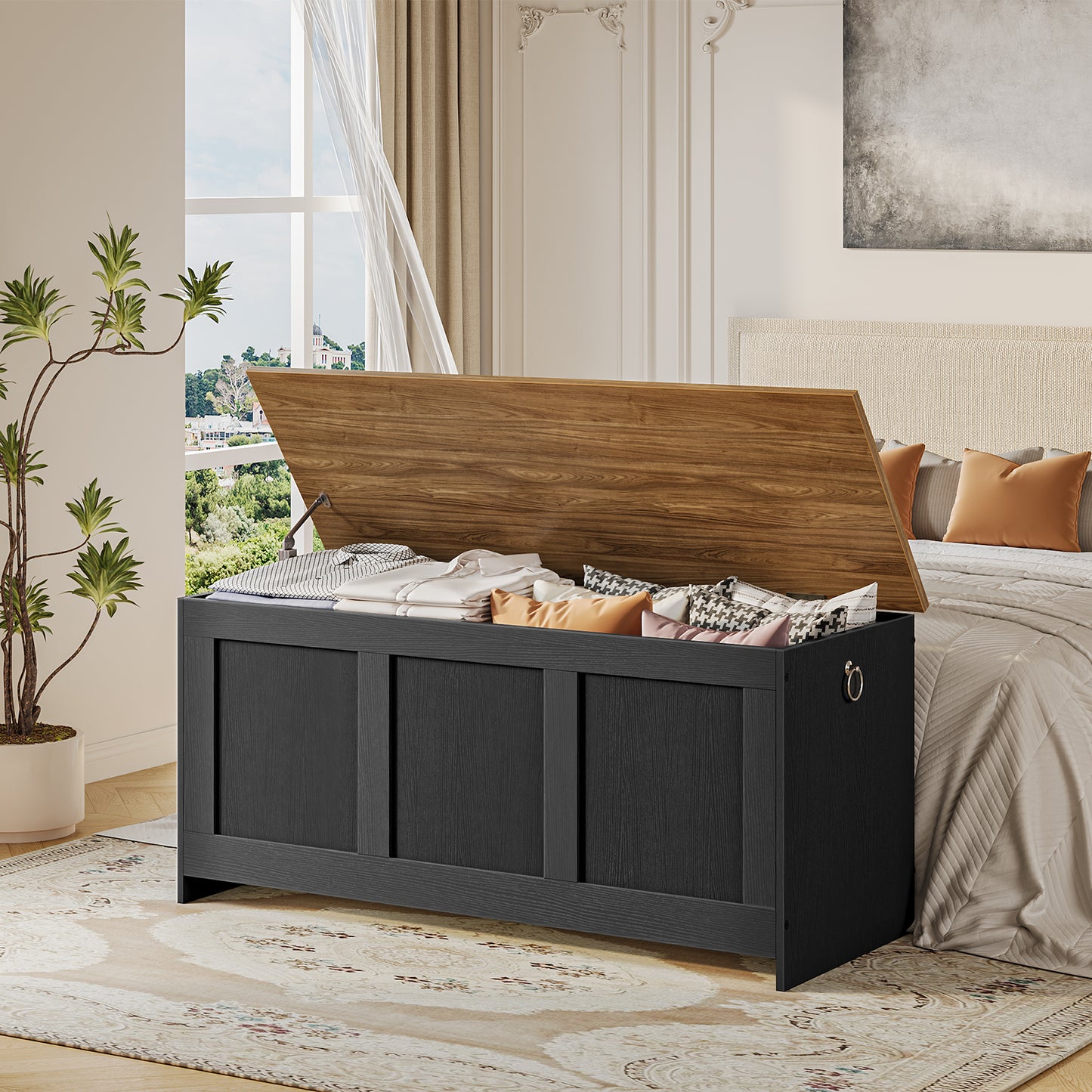 HOOBRO 39.3-inch Wooden Storage Chest with Lift Top