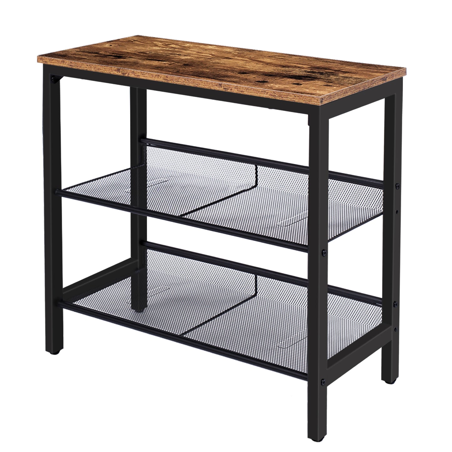 HOOBRO 3-Tier Narrow Side Table with Adjustable Shelves