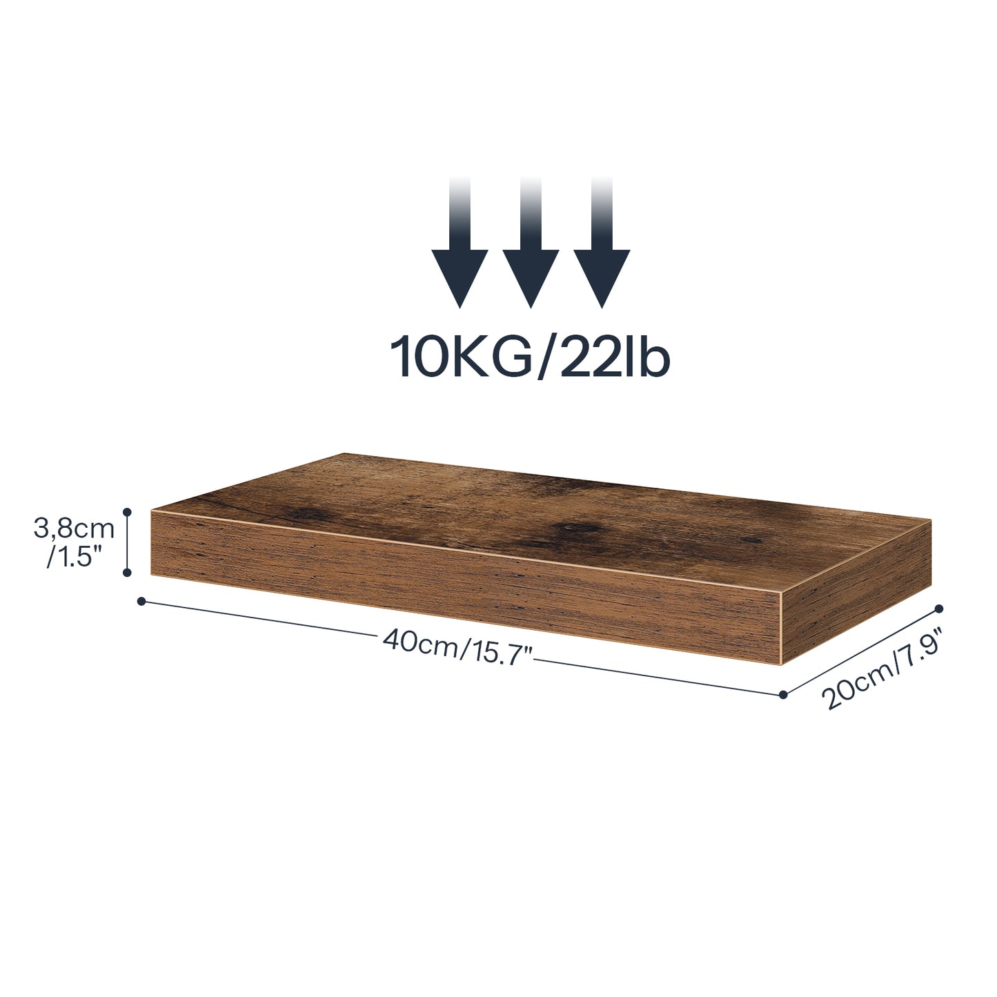 HOOBRO 15.7-inch Wall-Mounted Shelf with Invisible Brackets / 2PICS