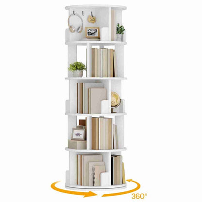 White corner shelf with books, plants, and decor items on a white background