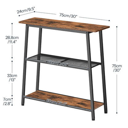 HOOBRO 30 inch 3-Tier Narrow Console Table with Storage Shelves