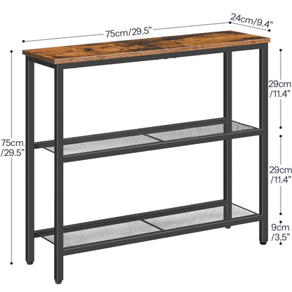 HOOBRO 29.5-inch 3-Tier Narrow Console Table with Shelves