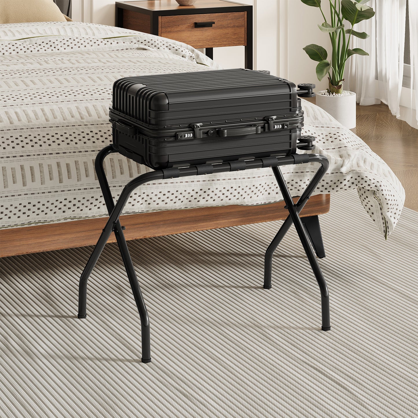 HOOBRO Metal Foldable Luggage Rack