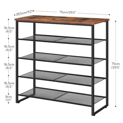 Shelving unit with dimensions labeled on a white background