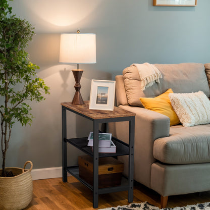 HOOBRO 3-Tier Narrow Side Table with Adjustable Shelves