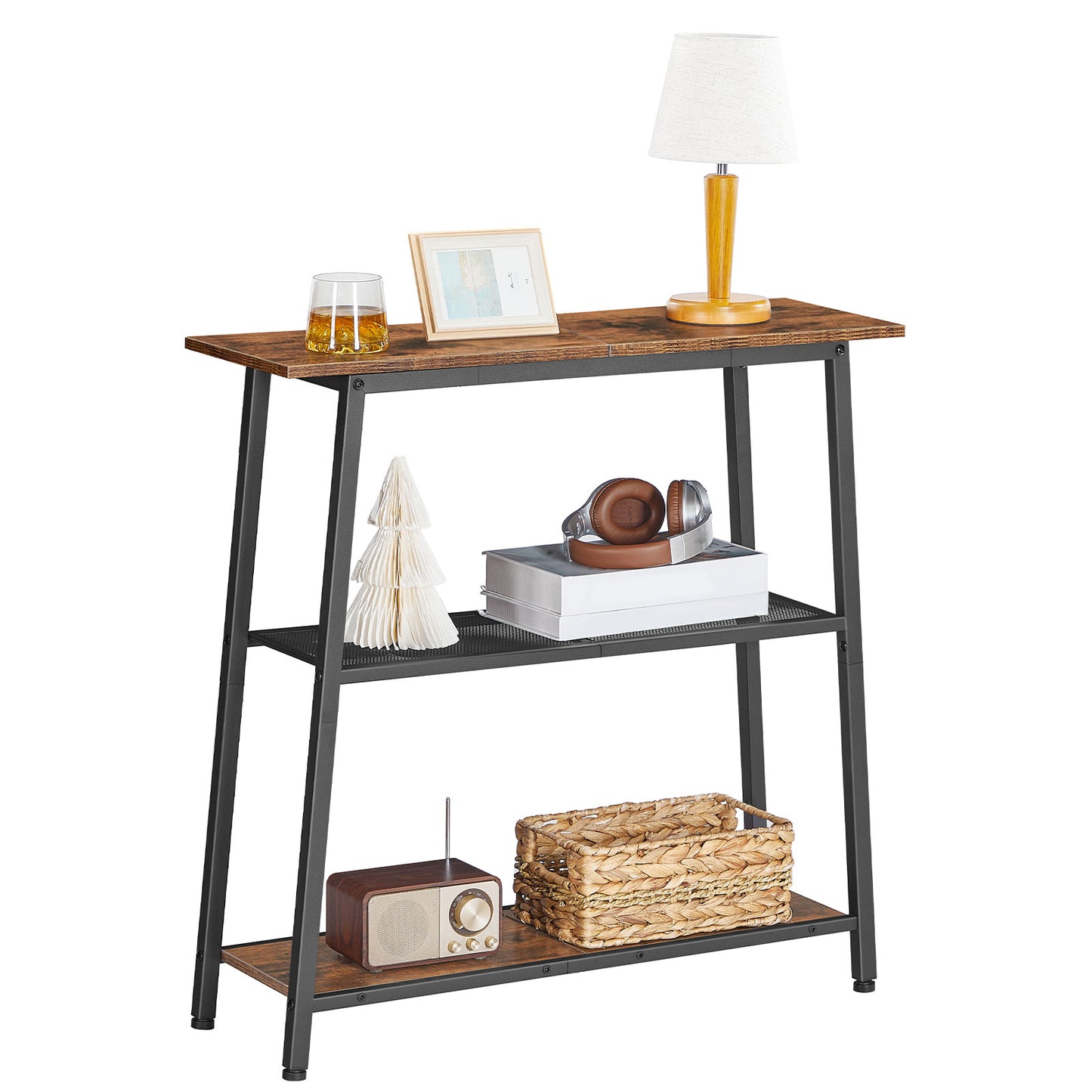 HOOBRO 30 inch 3-Tier Narrow Console Table with Storage Shelves