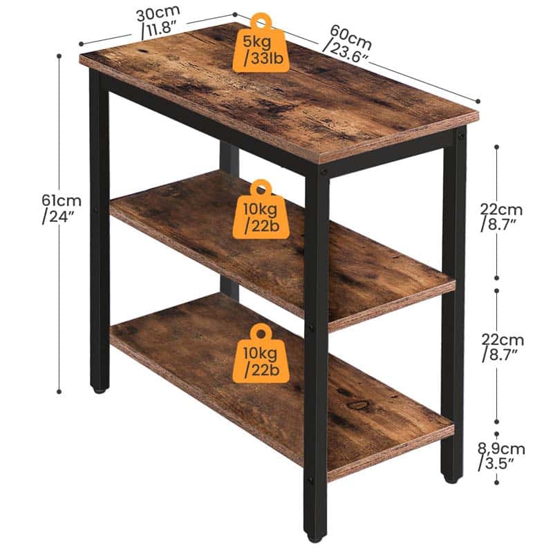 Detailed length height and ultra-slim 7.1-inch depth dimensions of HOOBRO side table