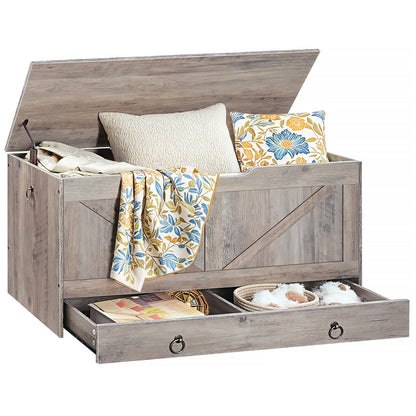 HOOBRO 39.3-inch Toy Box Storage Box with Drawer Safety Hinges