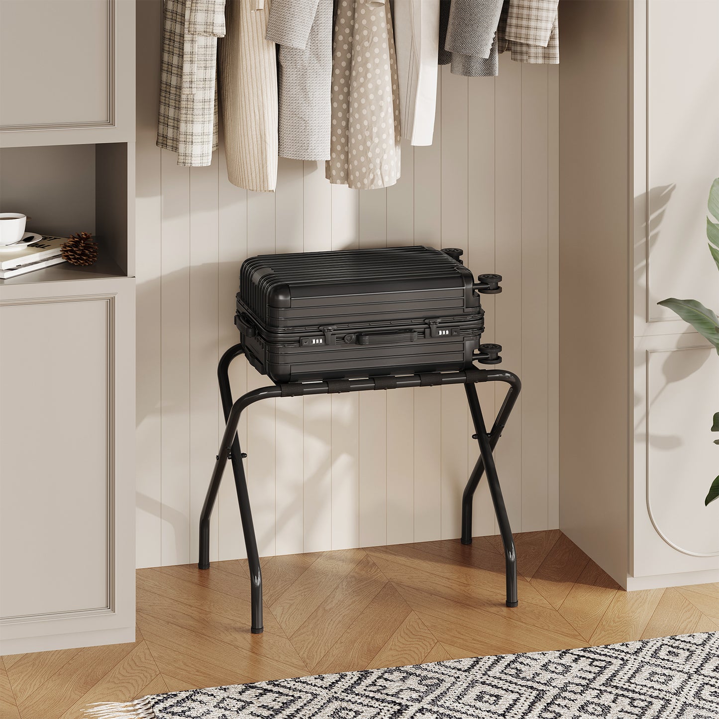 HOOBRO Metal Foldable Luggage Rack