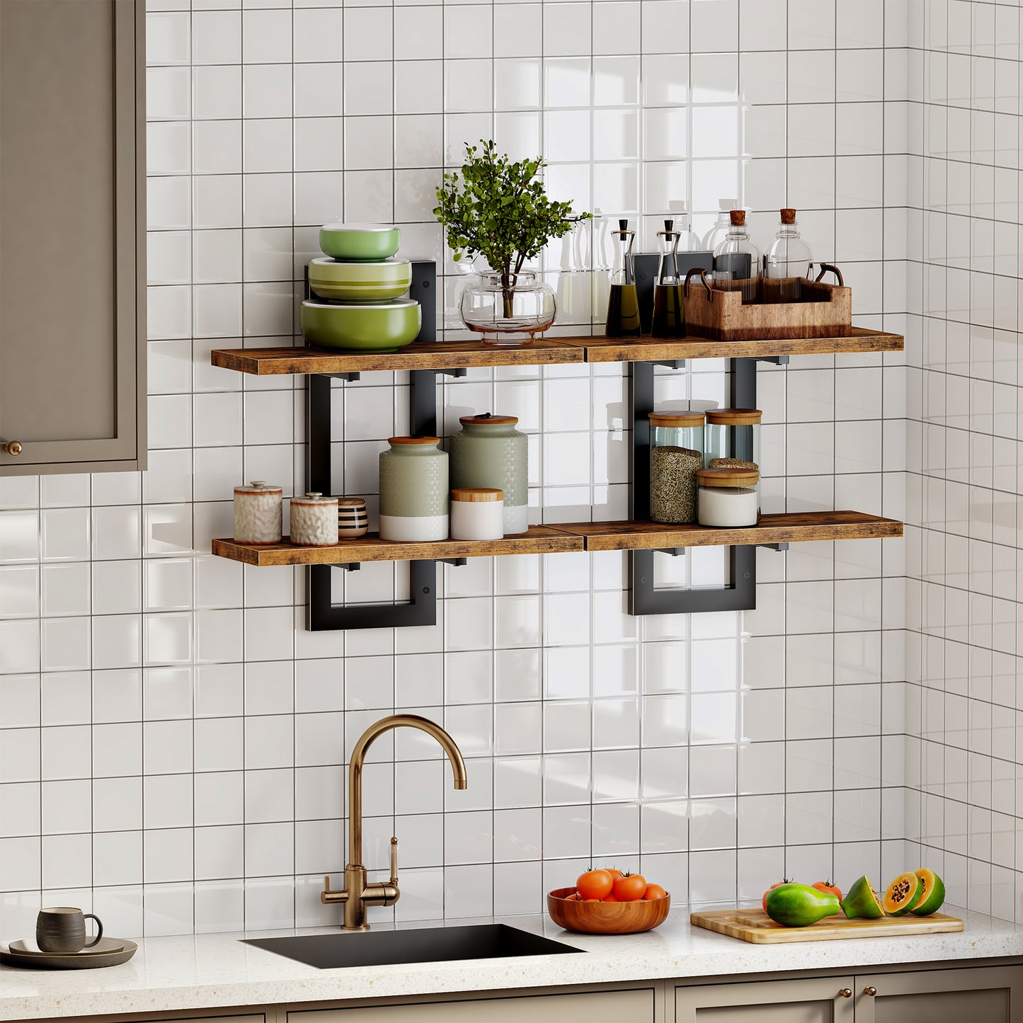 HOOBRO 15-inch Wall-Mounted Shelf /2PICS