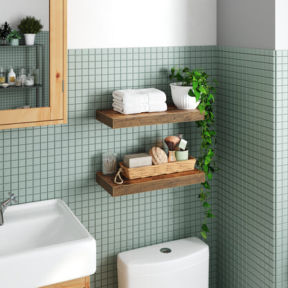 HOOBRO 15.7-inch Wall-Mounted Shelf with Invisible Brackets / 2PICS