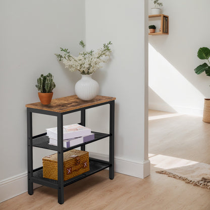 HOOBRO 3-Tier Narrow Side Table with Adjustable Shelves