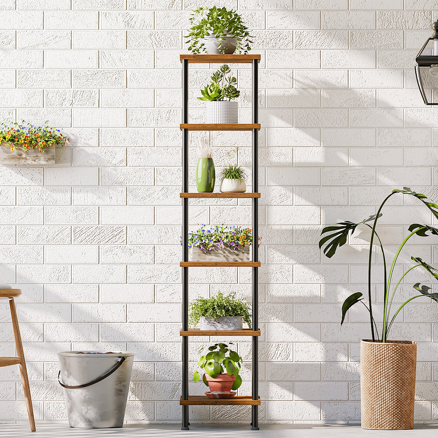 HOOBRO 6-Tier Square Rack Corner Bookshelf