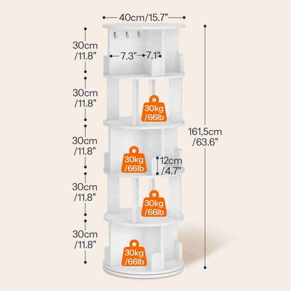 White corner shelf with dimensions and weight capacity indicators on a beige background