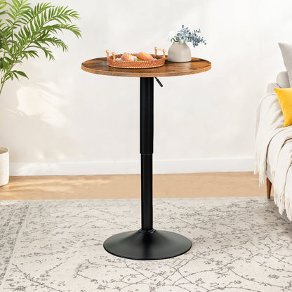 HOOBRO 27-35.4 Inch Height-Adjustable Round Bar Table with Sturdy Base