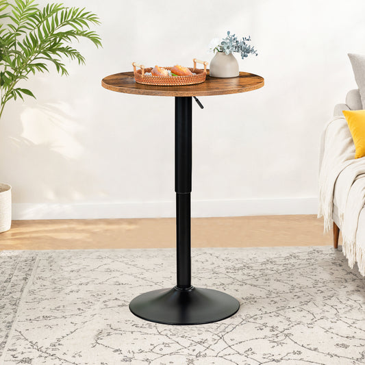 HOOBRO 27-35.4 Inch Height-Adjustable Round Bar Table with Sturdy Base