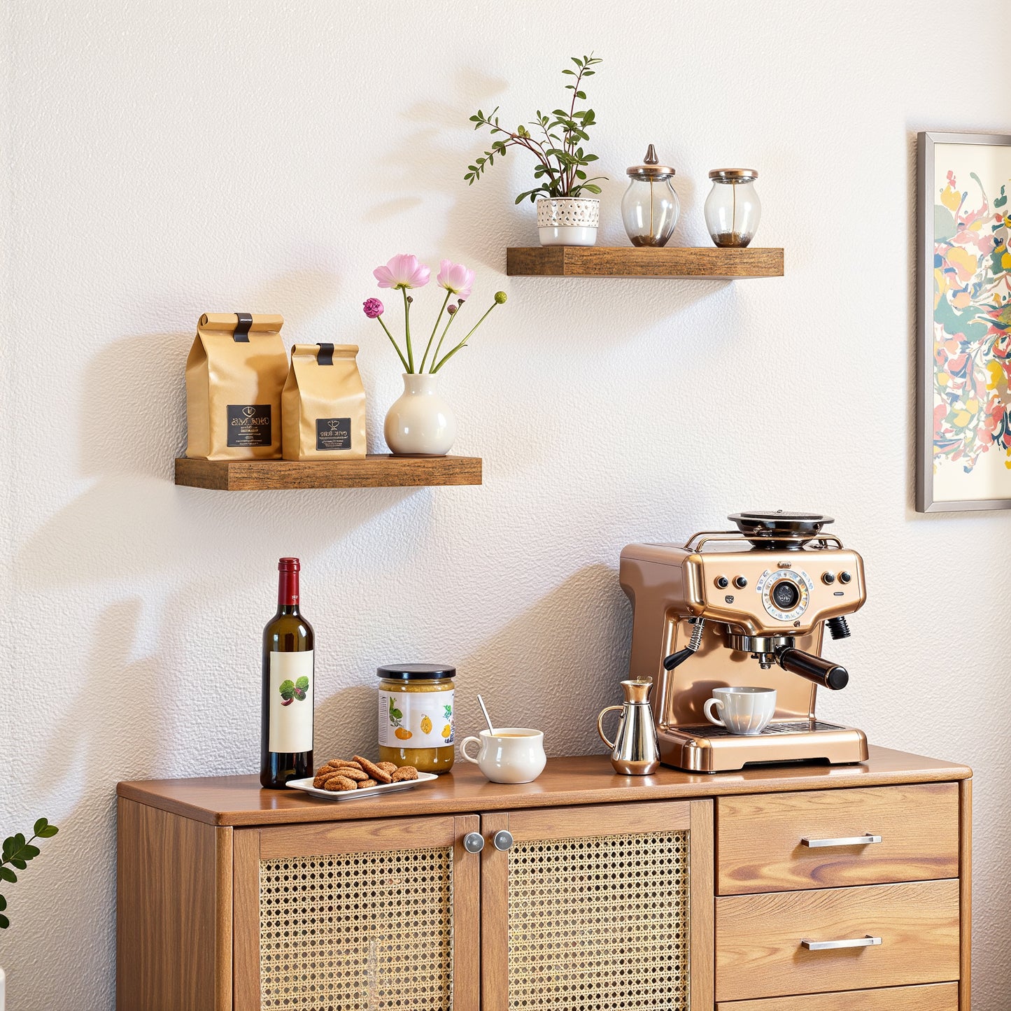 HOOBRO 15.7-inch Wall-Mounted Shelf with Invisible Brackets / 2PICS