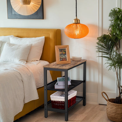 HOOBRO 3-Tier Narrow Side Table with Adjustable Shelves