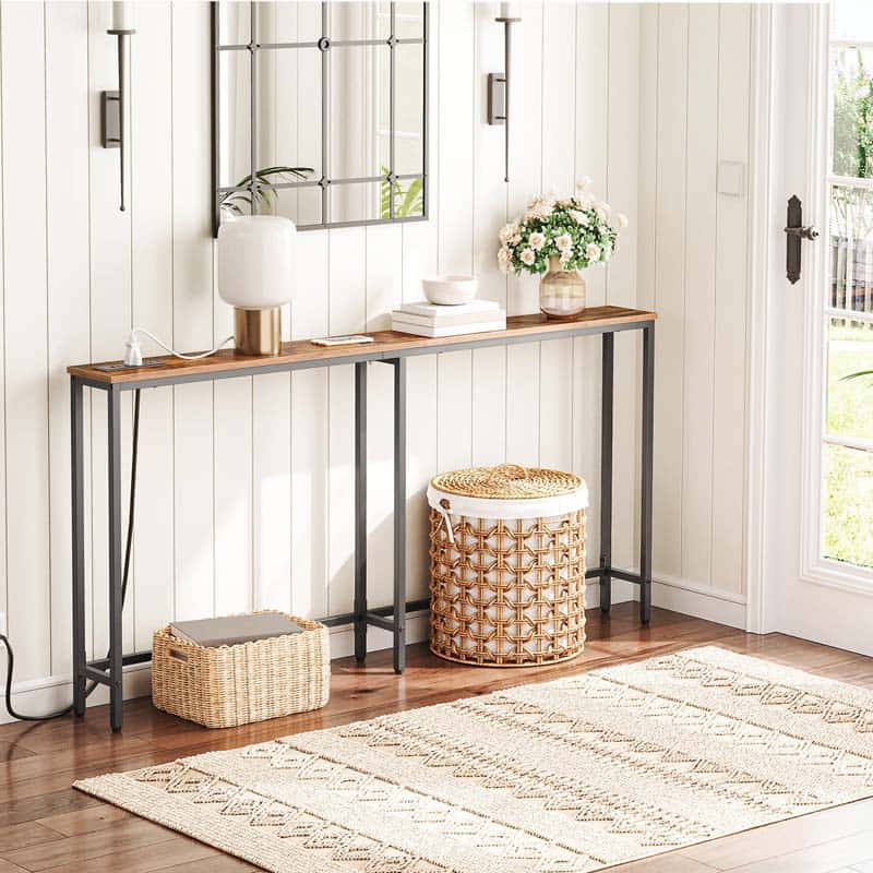 HOOBRO 63-inch Narrow Console Table with Charging Station