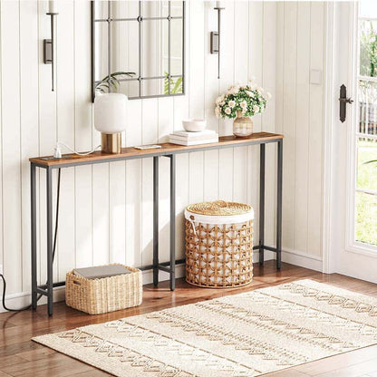 HOOBRO 63-inch Narrow Console Table with Charging Station