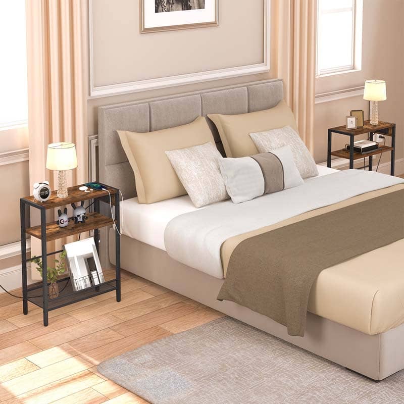 Neatly made bed with decorative pillows in a bedroom setting.