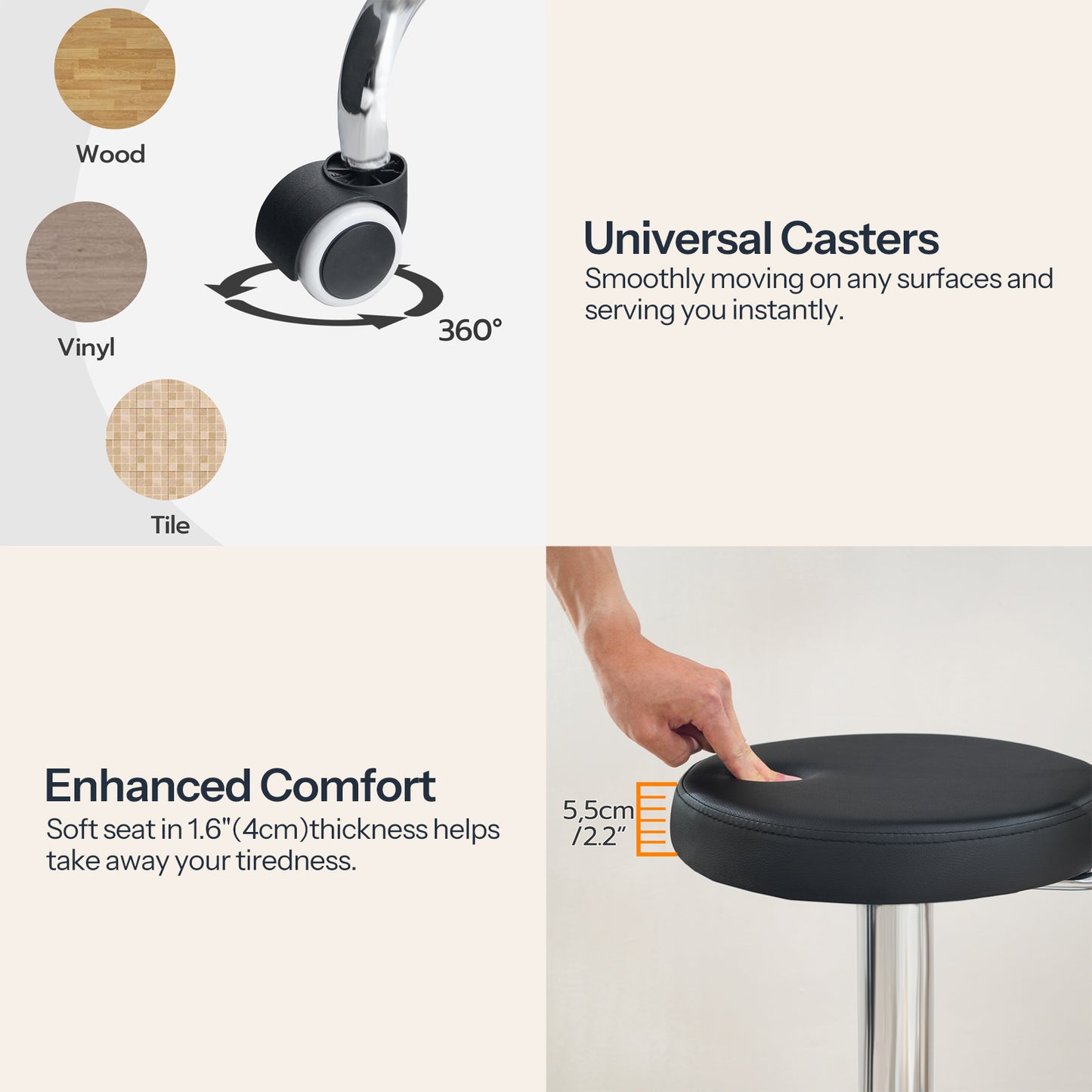 HOOBRO Height-Adjustable 360?? Swivel Chair with Charging Station