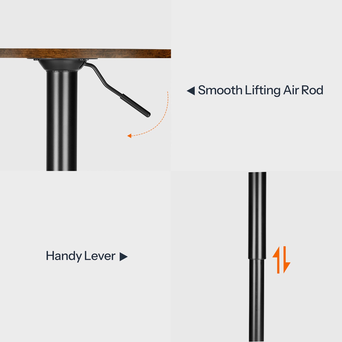 HOOBRO 27-35.4 Inch Height-Adjustable Round Bar Table with Sturdy Base