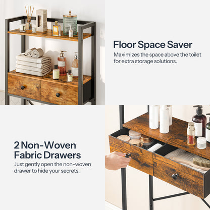 HOOBRO 3-Tier Over The Toilet Storage Rack with 2 Drawers