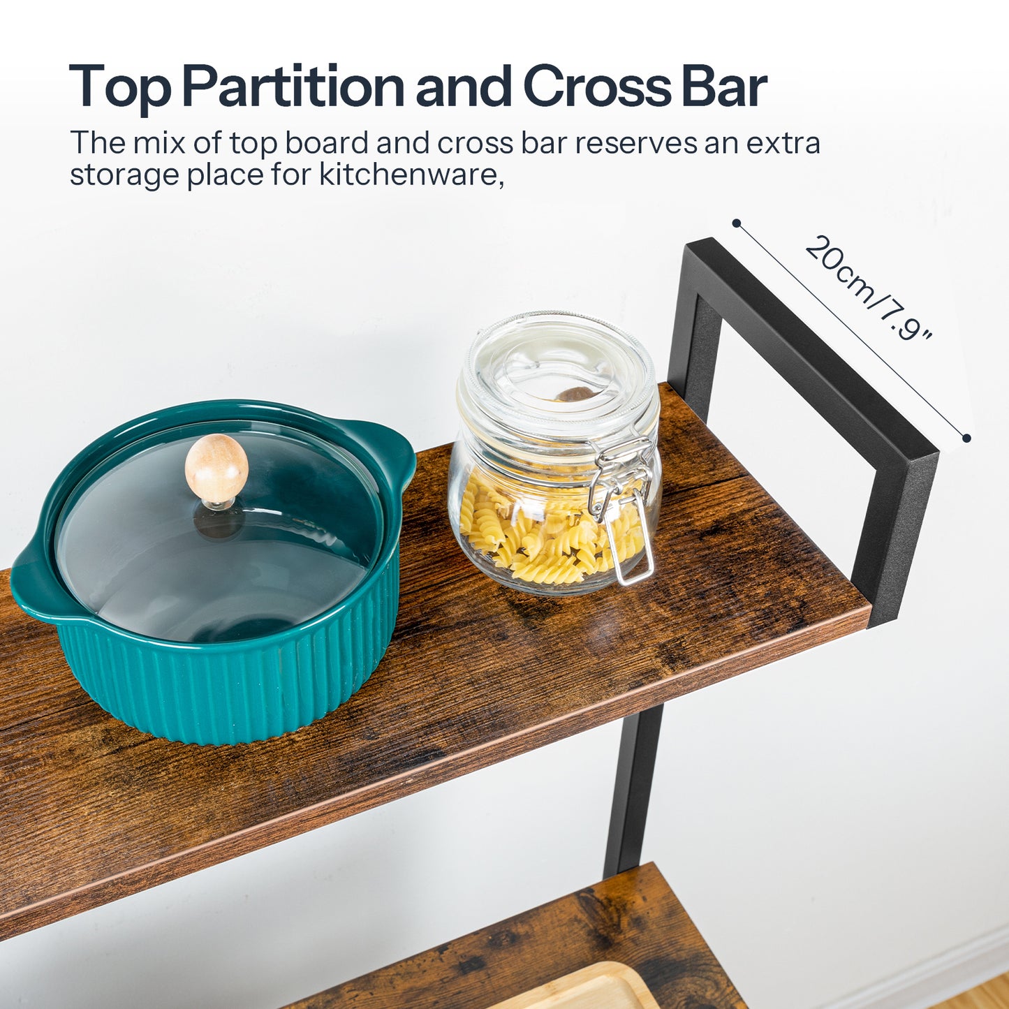 HOOBRO 35.4-inch Bakers Rack with Power Outlet & Mesh Basket & Microwave Bracket