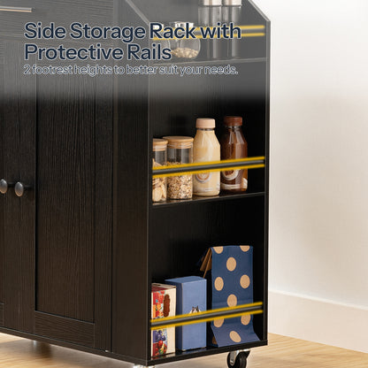 HOOBRO Rolling Kitchen Island with Power Outlet & Shelves & Drawers