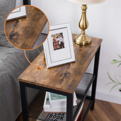 HOOBRO 3-Tier Narrow Side Table with Adjustable Shelves