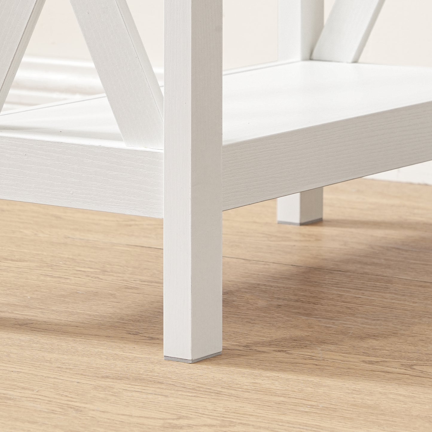 HOOBRO Farmhouse Style Narrow Side Table with Charging Station